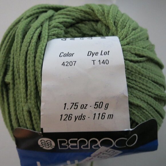 🛒 $10 - 5 Skeins of Berreco Lullaby Ribbon Olive Green Soft #1900 - Picture 4 of 4